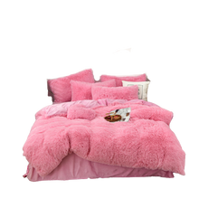 Load image into Gallery viewer, Fluffy Faux Mink &amp; Velvet Fleece Quilt Cover Set - Pink