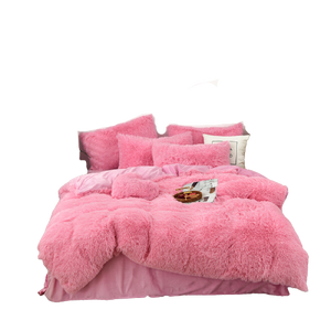 Fluffy Faux Mink & Velvet Fleece Quilt Cover Set - Pink