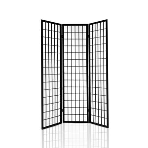 3 Panel Wooden Room Divider - Black