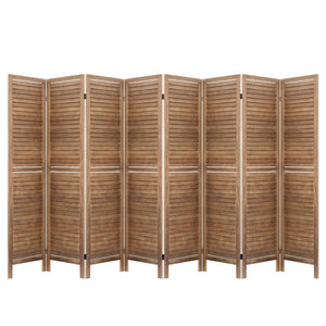 Room Divider Screen 8 Panel Privacy Wood Dividers Stand Bed Timber Brown
