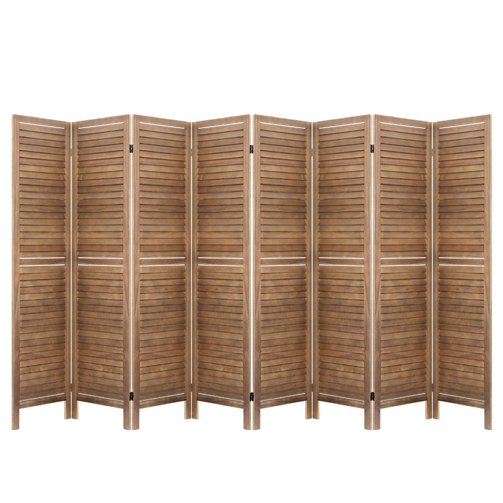Room Divider Screen 8 Panel Privacy Wood Dividers Stand Bed Timber Brown
