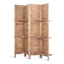 Load image into Gallery viewer, Room Divider Privacy Screen Foldable Partition Stand 4 Panel Brown
