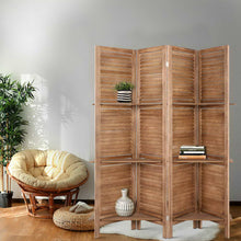 Load image into Gallery viewer, Room Divider Privacy Screen Foldable Partition Stand 4 Panel Brown