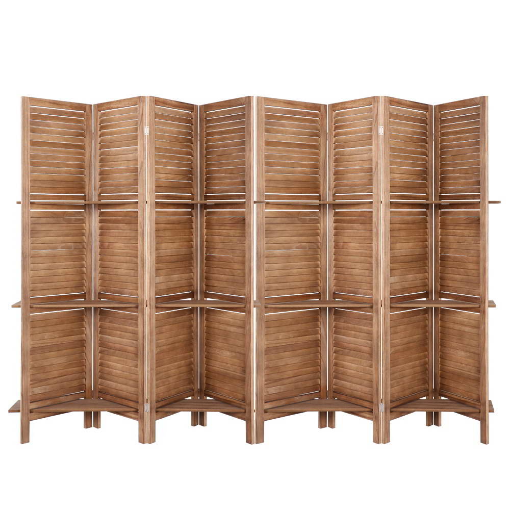 Room Divider Screen 8 Panel Privacy Dividers Shelf Wooden Timber Stand