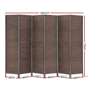 6 Panel Room Divider - Brown