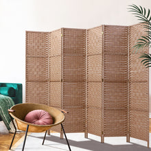 Load image into Gallery viewer, 6 Panel Room Divider Screen Privacy Rattan Timber Foldable Dividers Stand Hand Woven
