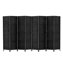 Load image into Gallery viewer, Room Divider 8 Panel Dividers Privacy Screen Rattan Wooden Stand Black