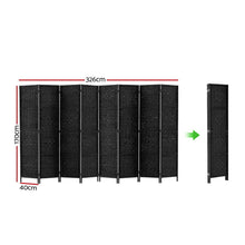Load image into Gallery viewer, Room Divider 8 Panel Dividers Privacy Screen Rattan Wooden Stand Black