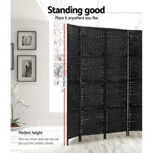 Load image into Gallery viewer, Room Divider 8 Panel Dividers Privacy Screen Rattan Wooden Stand Black