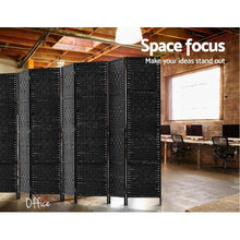 Load image into Gallery viewer, Room Divider 8 Panel Dividers Privacy Screen Rattan Wooden Stand Black
