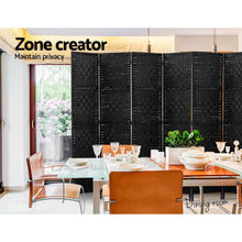 Load image into Gallery viewer, Room Divider 8 Panel Dividers Privacy Screen Rattan Wooden Stand Black