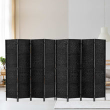 Load image into Gallery viewer, Room Divider 8 Panel Dividers Privacy Screen Rattan Wooden Stand Black