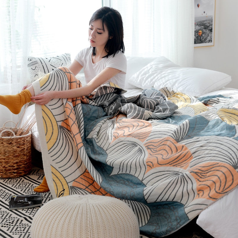 Bohemia Cotton Throw Blanket - Blue Shell