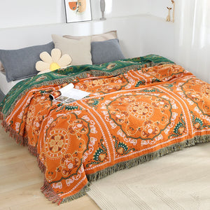 Bohemia Cotton Throw Blanket - Orange Circle