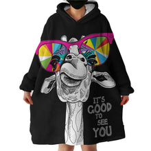 Load image into Gallery viewer, Blanket Hoodie - It&#39;s Good to See You Giraffe (Made to Order)