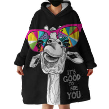 Load image into Gallery viewer, Blanket Hoodie - It&#39;s Good to See You Giraffe
