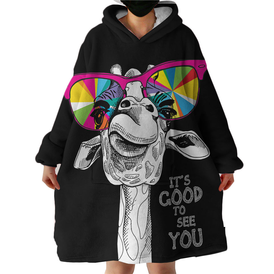 Blanket Hoodie - It's Good to See You Giraffe (Made to Order)