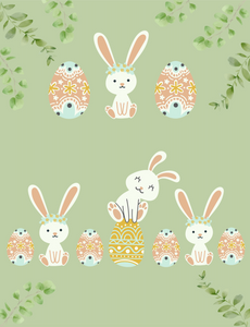 100% Cotton - Easter Bunny Green
