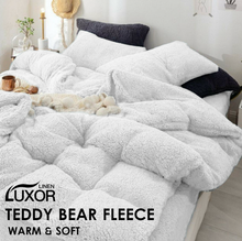 Load image into Gallery viewer, Teddy Bear Fleece Quilt Cover - Off white