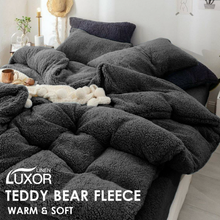 Load image into Gallery viewer, Teddy Bear Fleece Quilt Cover - Charcoal