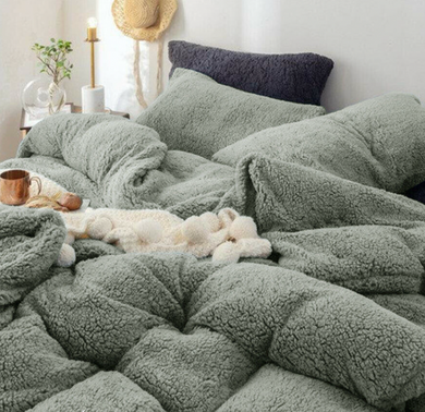 Teddy Bear Fleece Quilt Cover - Grey