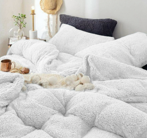 Teddy Bear Fleece Quilt Cover - Off white