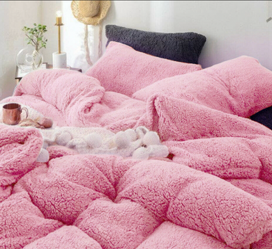 Teddy Bear Fleece Quilt Cover - Pink