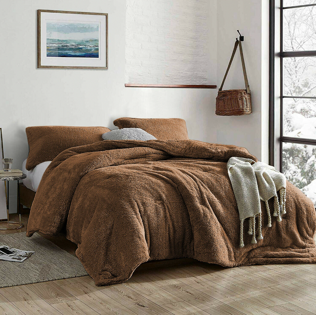 Teddy Fleece Quilt Cover Set - Camel