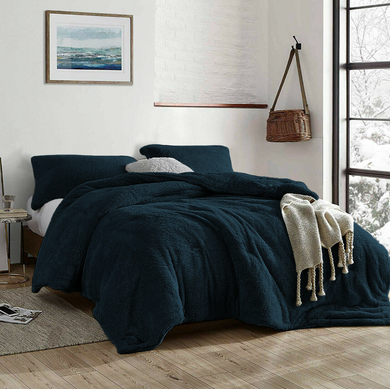 Teddy Fleece Quilt Cover Set - Navy