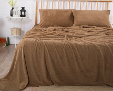 Teddy Fleece Sheet Set - Camel