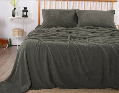 Teddy Fleece Sheet Set - Charcoal