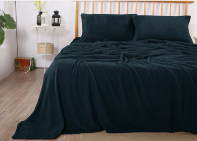 Teddy Fleece Sheet Set - Navy