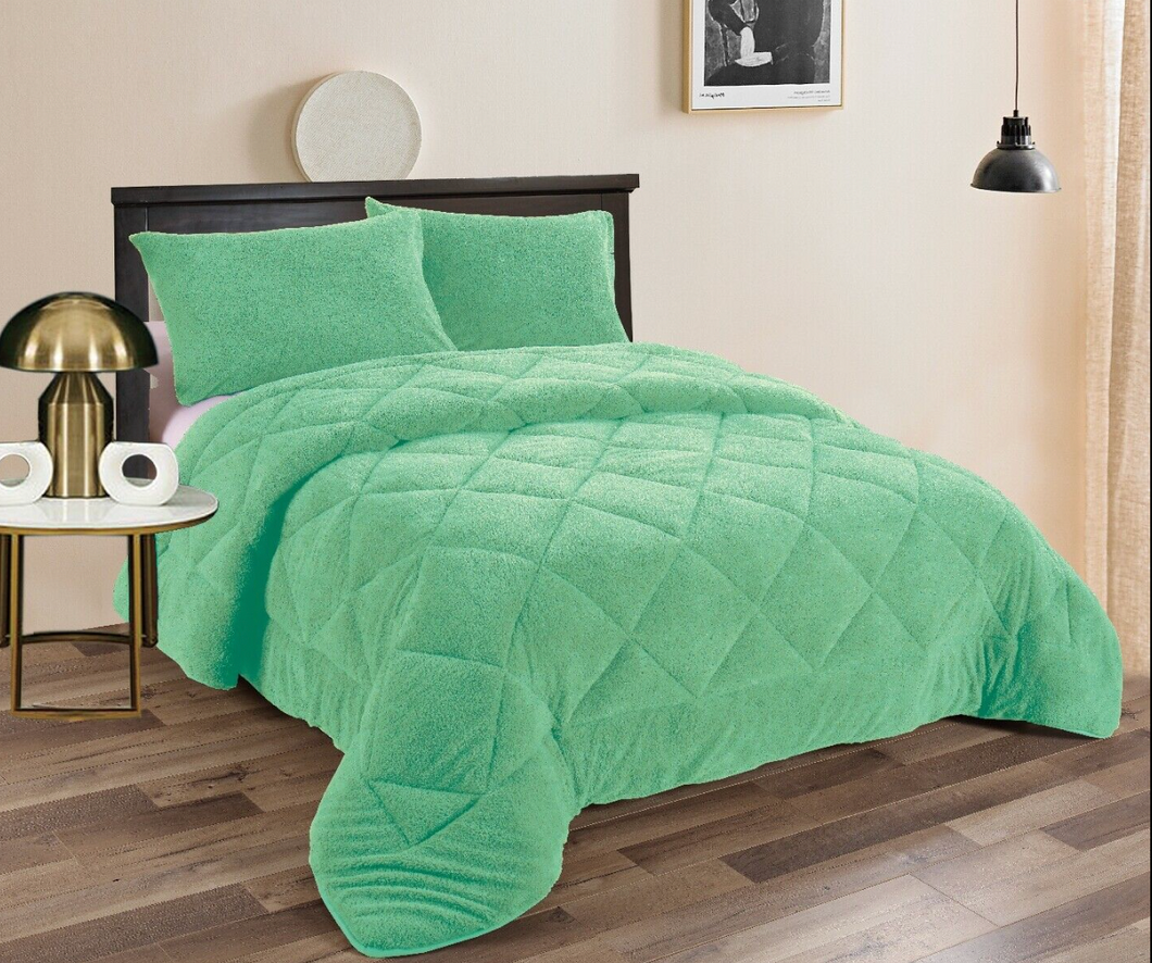 Teddy Fleece 3pc Comforter Set - Aqua