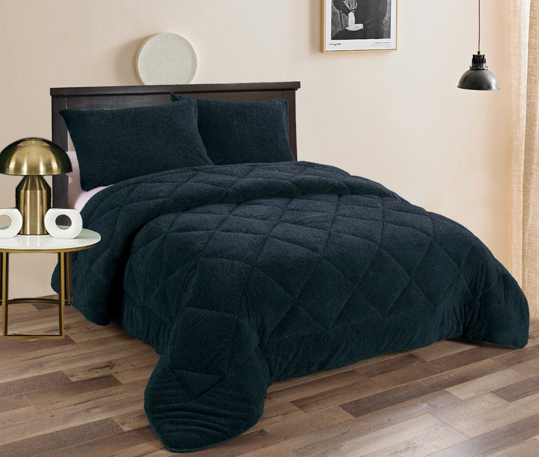 Teddy Fleece 3pc Comforter Set - Navy
