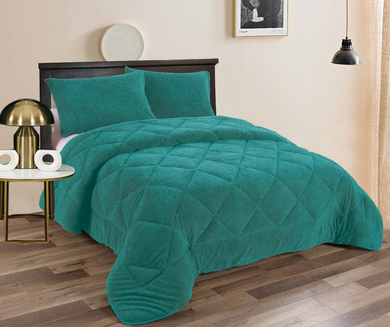 Teddy Fleece 3pc Comforter Set - Teal