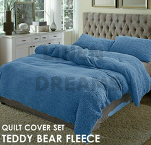 Load image into Gallery viewer, Teddy Bear Fleece Quilt Cover - Blue