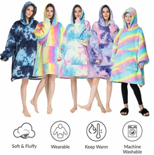 Load image into Gallery viewer, Rainbow Tie Dye Blanket Hoodie