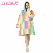 Load image into Gallery viewer, Rainbow Tie Dye Blanket Hoodie