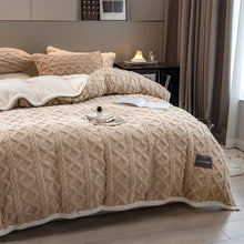 Load image into Gallery viewer, Pineapple Fleece Quilt Cover Set - Camel