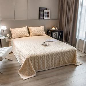 Pineapple Fleece Quilt Cover Set - Khaki