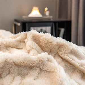 Pineapple Fleece Quilt Cover Set - Khaki
