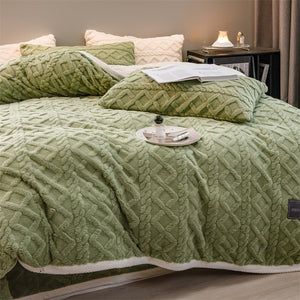 Pineapple Fleece Quilt Cover Set - Green