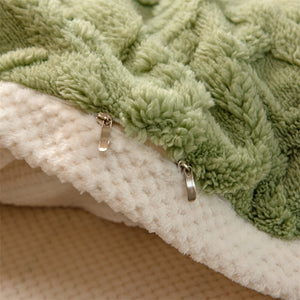 Pineapple Fleece Quilt Cover Set - Green