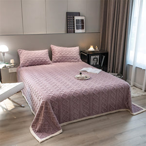 Pineapple Fleece Quilt Cover Set - Purple