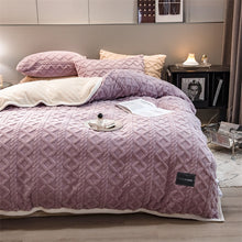 Load image into Gallery viewer, Pineapple Fleece Quilt Cover Set - Purple