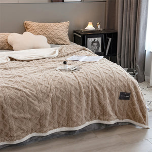 Pineapple Fleece Blanket - Camel