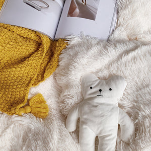 Fluffy Faux Mink & Velvet Fleece Quilt Cover Set - Soft White