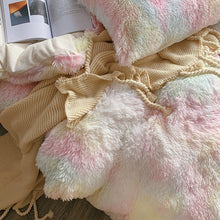 Load image into Gallery viewer, Fluffy Faux Mink &amp; Velvet Fleece Quilt Cover Set - Soft Rainbow