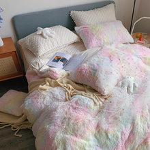 Load image into Gallery viewer, Fluffy Faux Mink &amp; Velvet Fleece Quilt Cover Set - Soft Rainbow