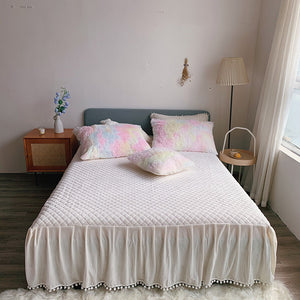 Fluffy Faux Mink & Velvet Fleece Quilt Cover Set - Soft Rainbow